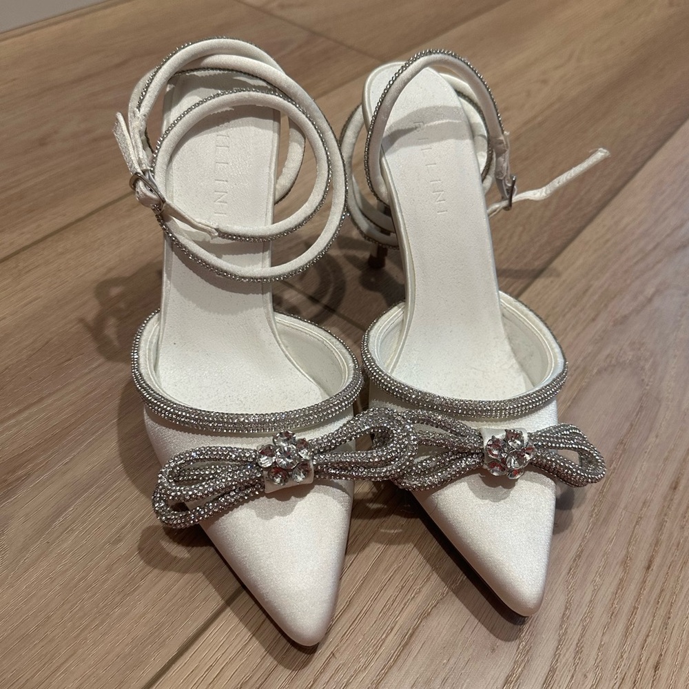 Billini White Satin Pointy Heel
